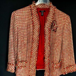 Plus Size Alfani Woman Lined Blazer Red Plaid